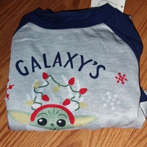 Baby Yoda Christmas flannel pajama set Pj set  Sz 4 NWT